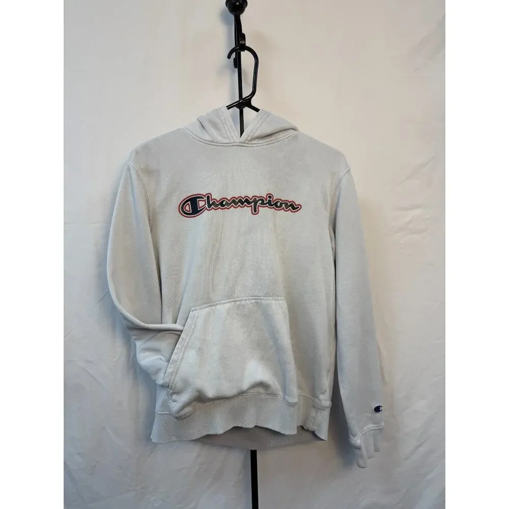 Gray Logo Hoodie Sweatshirt Athleisure Casual Youth Kids Champion XL